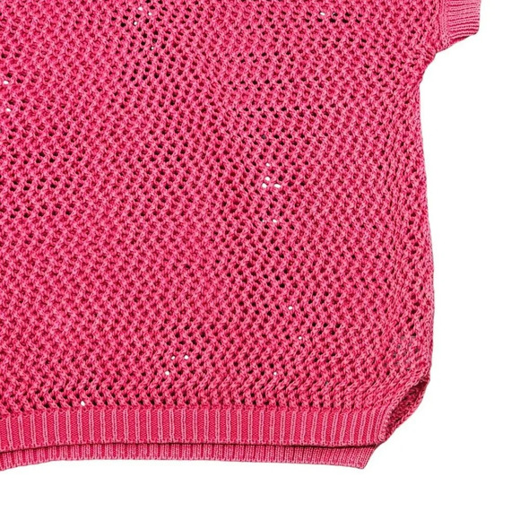 Mossimo Magenta Short Cap Sleeve Open Weave Knit Sweater Short Sleeve Size Large - Picture 5 of 9